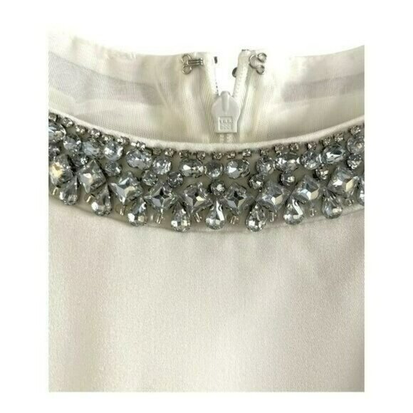Mac Duggal White Mini Formal Dress Rhinestones Evening Wedding Sheath NWT Sz 8 - Picture 4 of 10